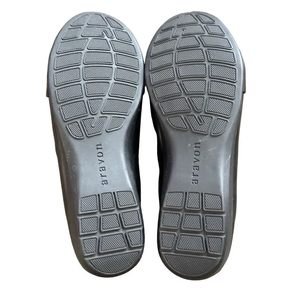 Aravon Black Leather Flats Size 10